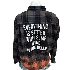 Some Wine In the Belly Plaid Flannel Shirt MEDIUM Oversize Unique Game of Throne